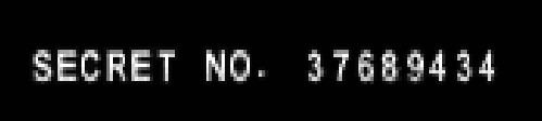 A screenshot of Yu-Gi-Oh Forbidden Memories, white text on a black background reads `SECRET NO. 37689434'